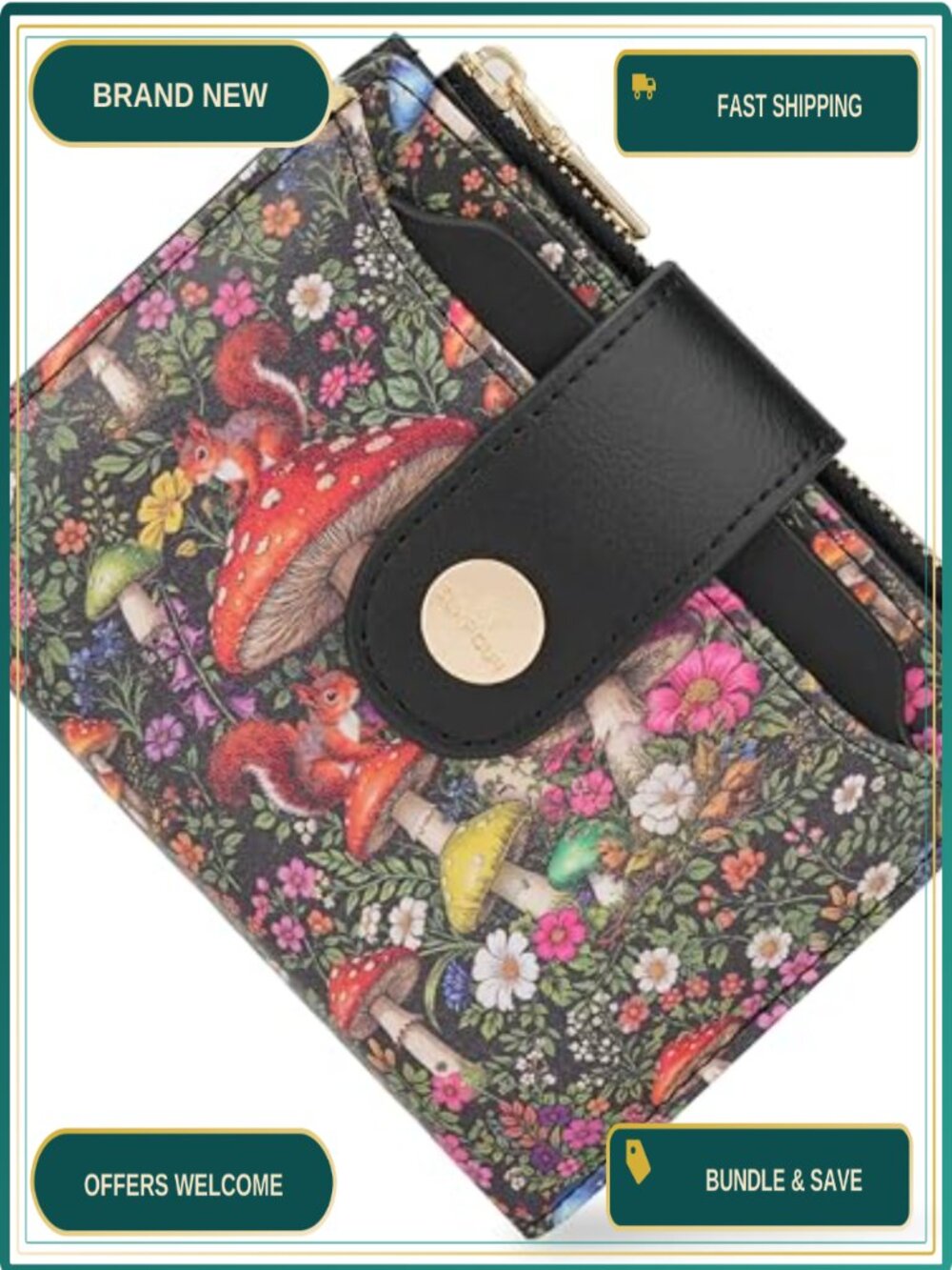 Small RFID Wallet Vegan Leather Bifold Card Holder
